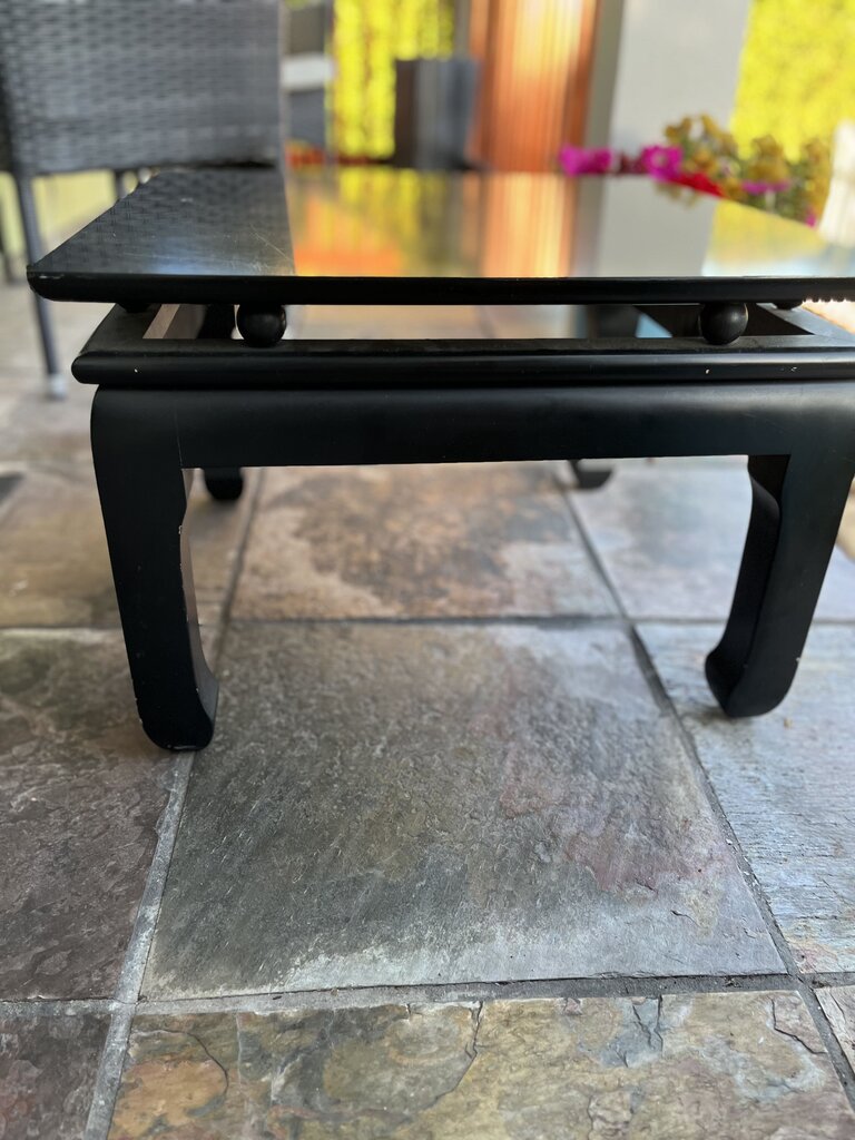 Black Lacquer Square Ming Style Side Table 22x22x15