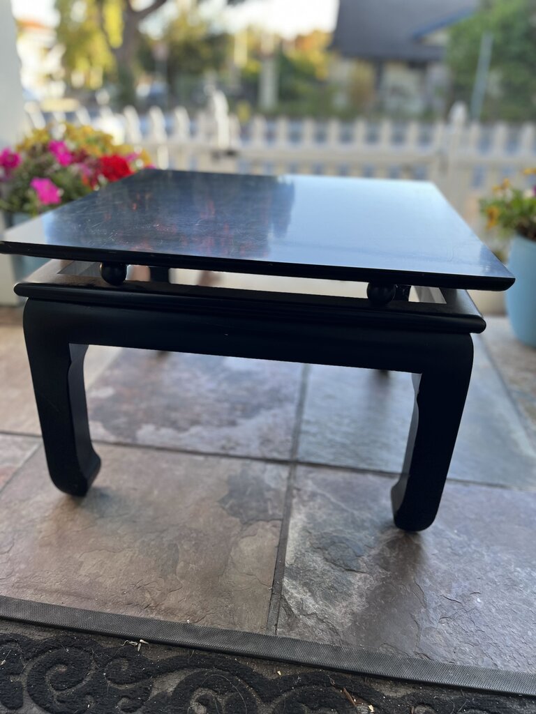 Black Lacquer Square Ming Style Side Table 22x22x15