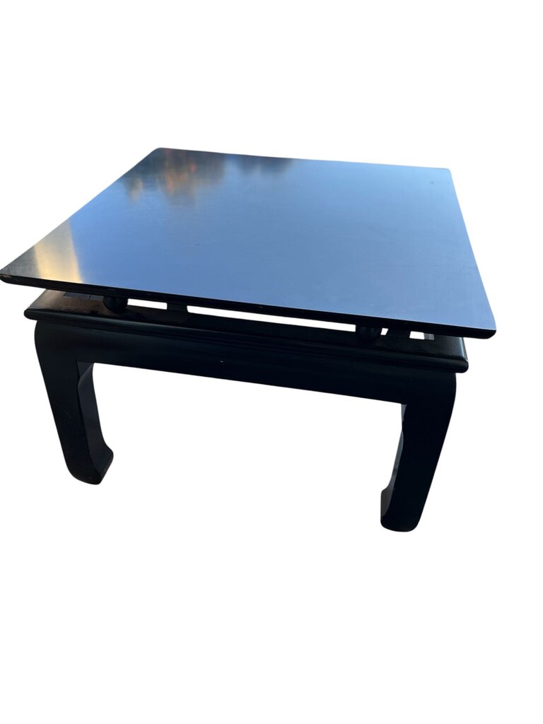 Black Lacquer Square Ming Style Side Table 22x22x15