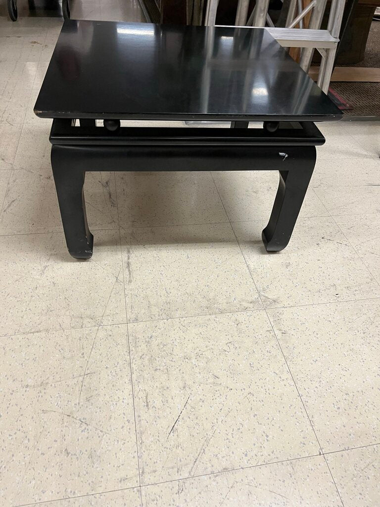 Black Lacquer Square Ming Style Side Table 22x22x15