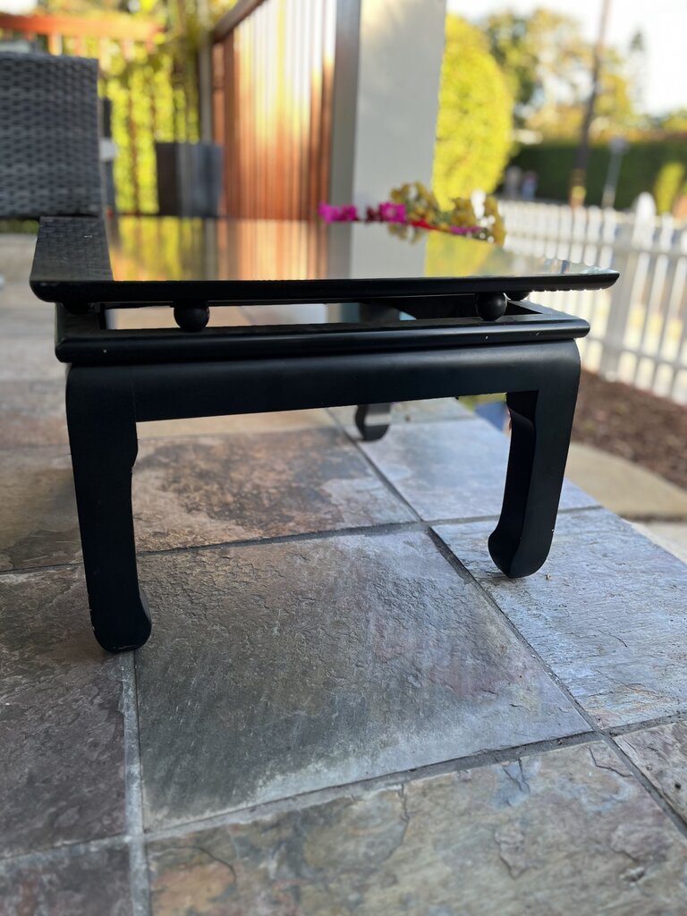 Black Lacquer Square Ming Style Side Table 22x22x15