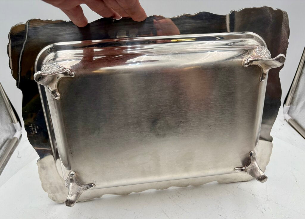 Wallace Christopher Wren Silver Plated Lidded Double Sided Footed Serving Tray (5Pcs)