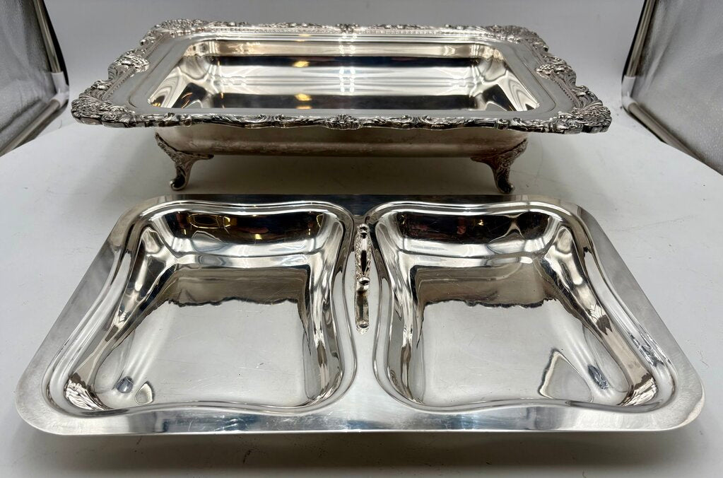 Wallace Christopher Wren Silver Plated Lidded Double Sided Footed Serving Tray (5Pcs)