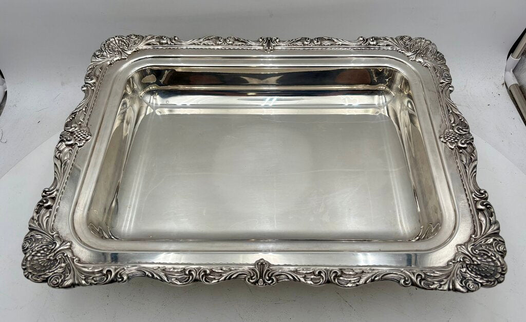 Wallace Christopher Wren Silver Plated Lidded Double Sided Footed Serving Tray (5Pcs)