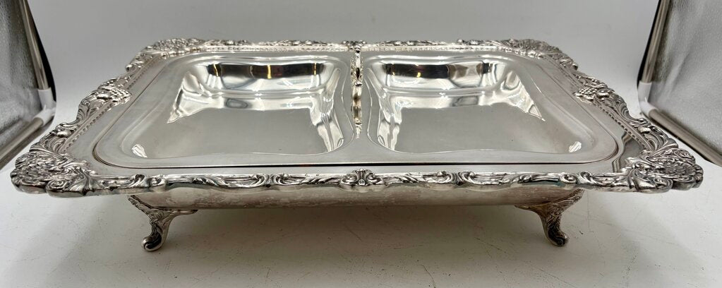 Wallace Christopher Wren Silver Plated Lidded Double Sided Footed Serving Tray (5Pcs)