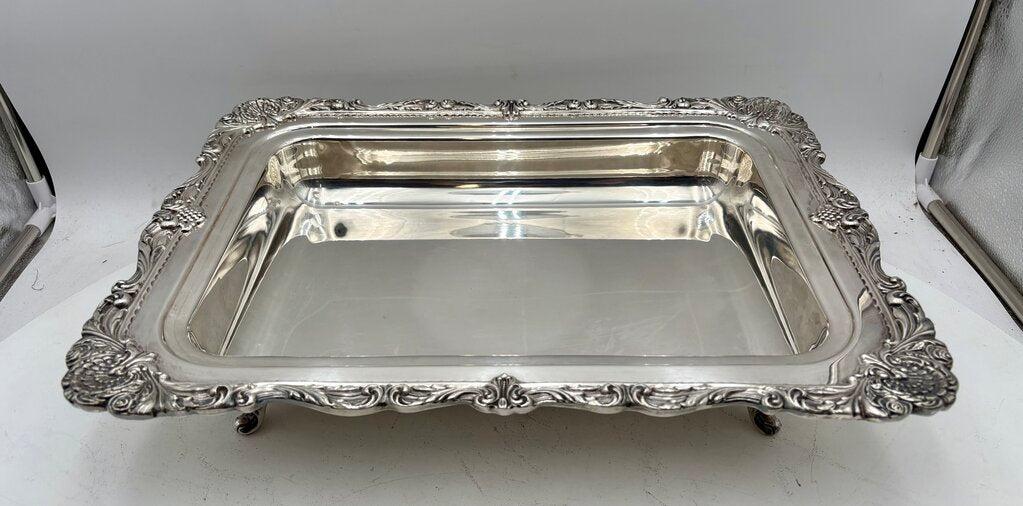 Wallace Christopher Wren Silver Plated Lidded Double Sided Footed Serving Tray (5Pcs)