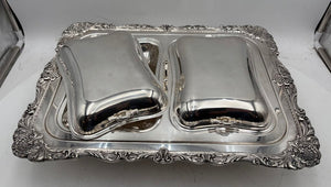 Wallace Christopher Wren Silver Plated Lidded Double Sided Footed Serving Tray (5Pcs)