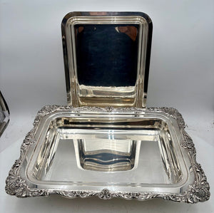 Wallace Christopher Wren Silver Plated Lidded Double Sided Footed Serving Tray (5Pcs)