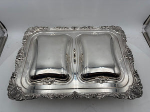 Wallace Christopher Wren Silver Plated Lidded Double Sided Footed Serving Tray (5Pcs)