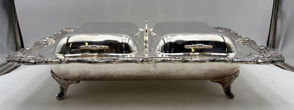 Wallace Christopher Wren Silver Plated Lidded Double Sided Footed Serving Tray (5Pcs)
