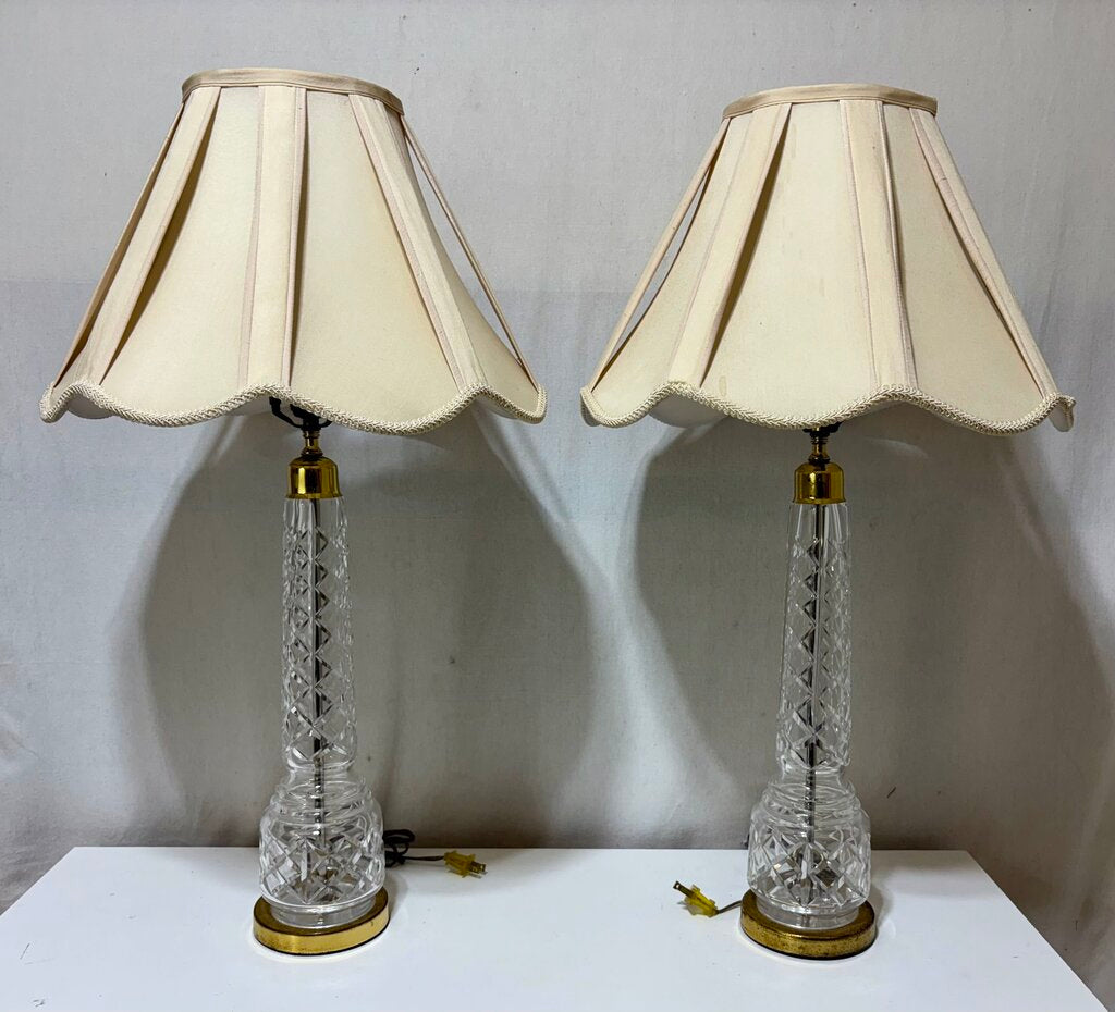 Waterford Beline Pattern Brass and Crystal Table Lamp (PAIR)
