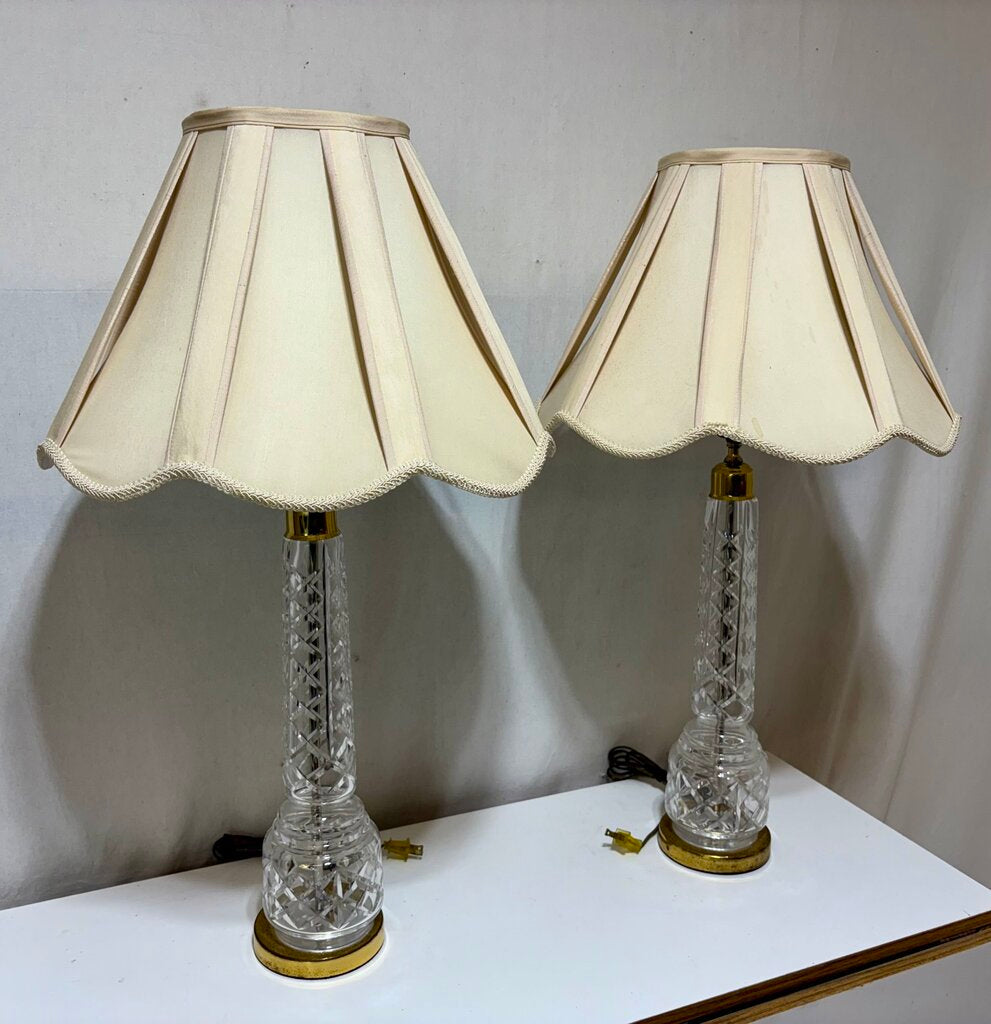 Waterford Beline Pattern Brass and Crystal Table Lamp (PAIR)