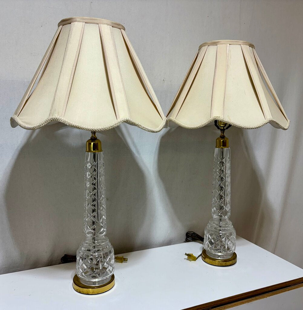 Waterford Beline Pattern Brass and Crystal Table Lamp (PAIR)