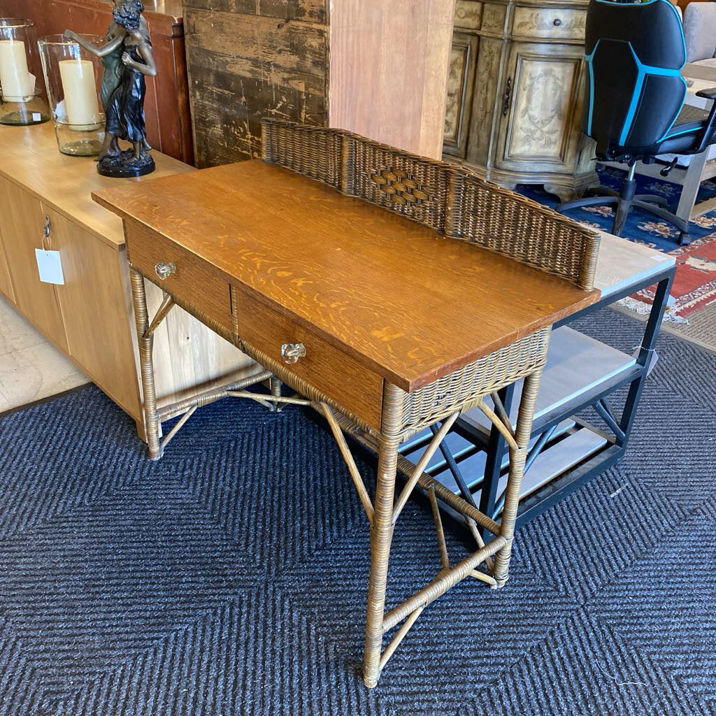 Bamboo Wicker Desk 19x40x30