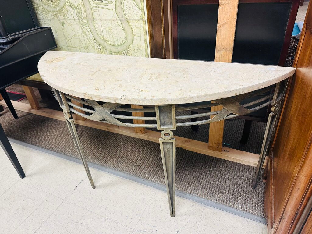 Demilune Marble Top Console Table 18x56x29