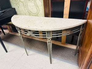 Demilune Marble Top Console Table 18x56x29