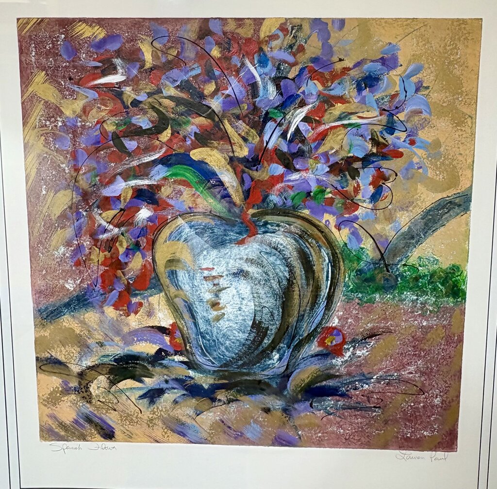 Lauren Paul "Spanish Flower" Original Mono Print Signed w/ Cert on Back
