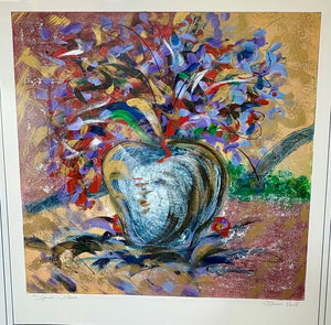 Lauren Paul "Spanish Flower" Original Mono Print Signed w/ Cert on Back