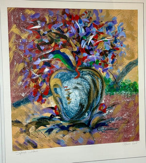 Lauren Paul "Spanish Flower" Original Mono Print Signed w/ Cert on Back