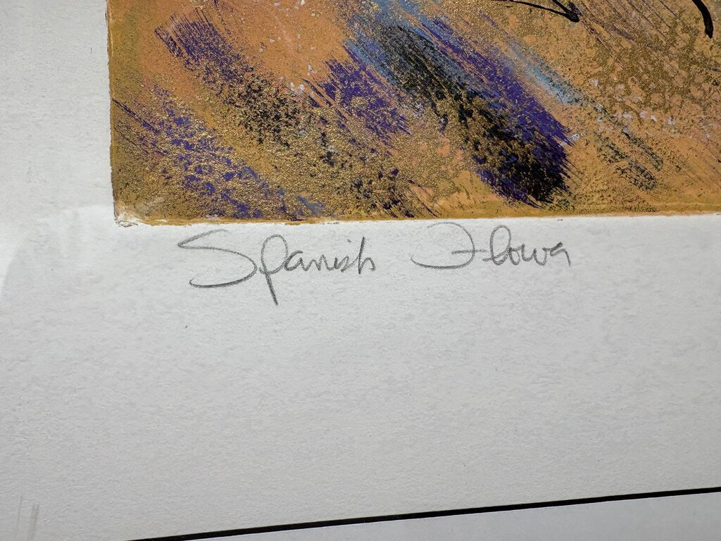 Lauren Paul "Spanish Flower" Original Mono Print Signed w/ Cert on Back