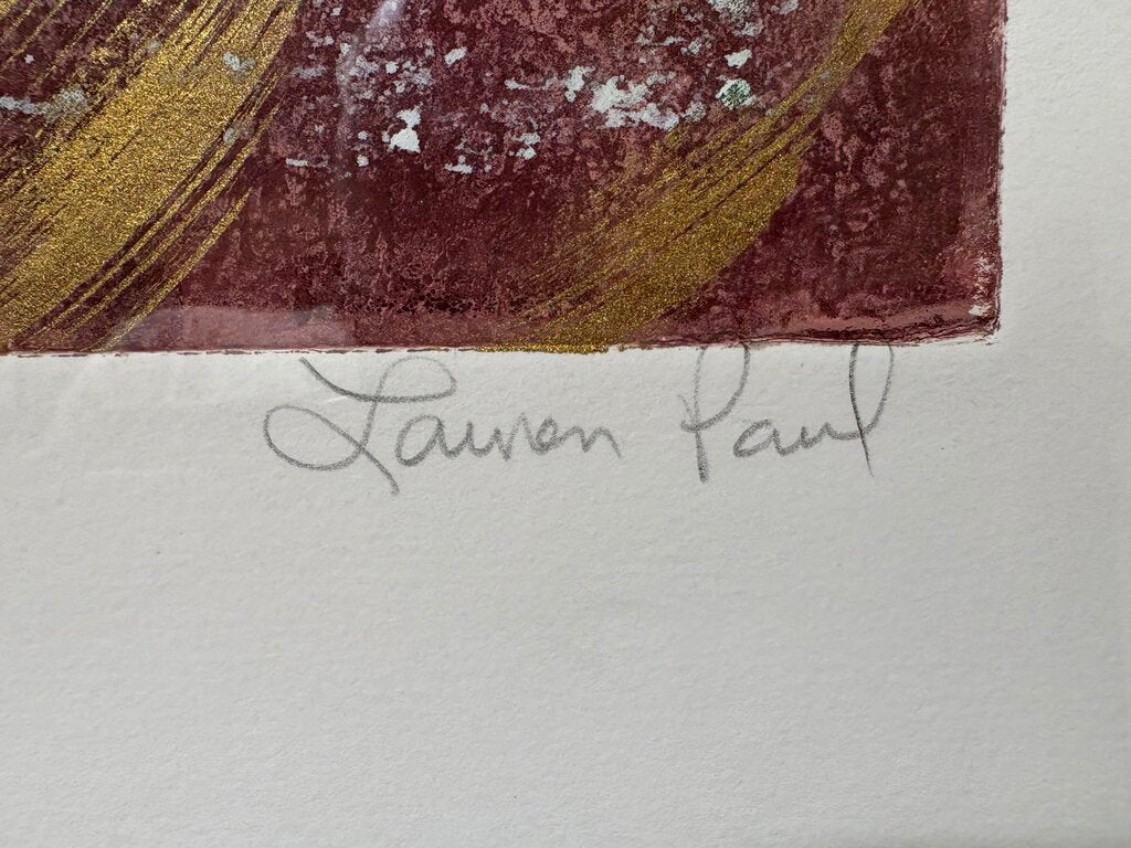 Lauren Paul "Spanish Flower" Original Mono Print Signed w/ Cert on Back
