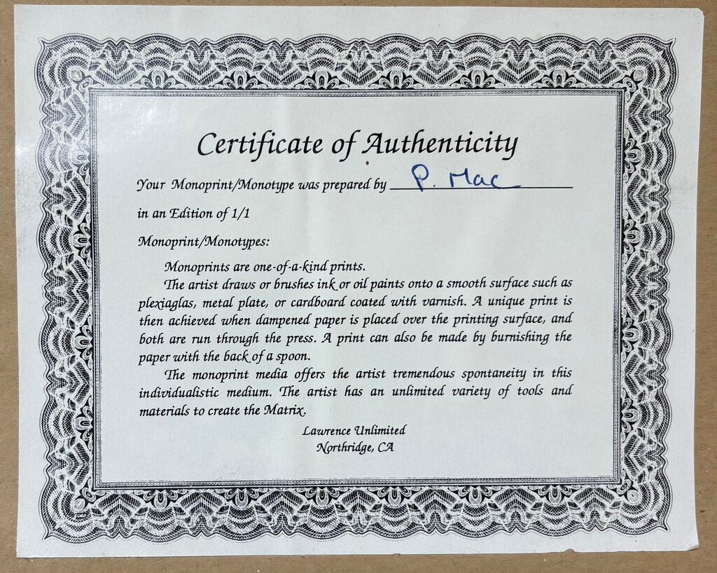 P. Mac "Biedermeier" Signed Mono Type by Lawrence Unlimited #12/150