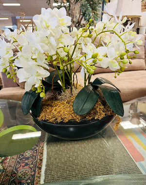 Silk Orchid In Porcelain Pot