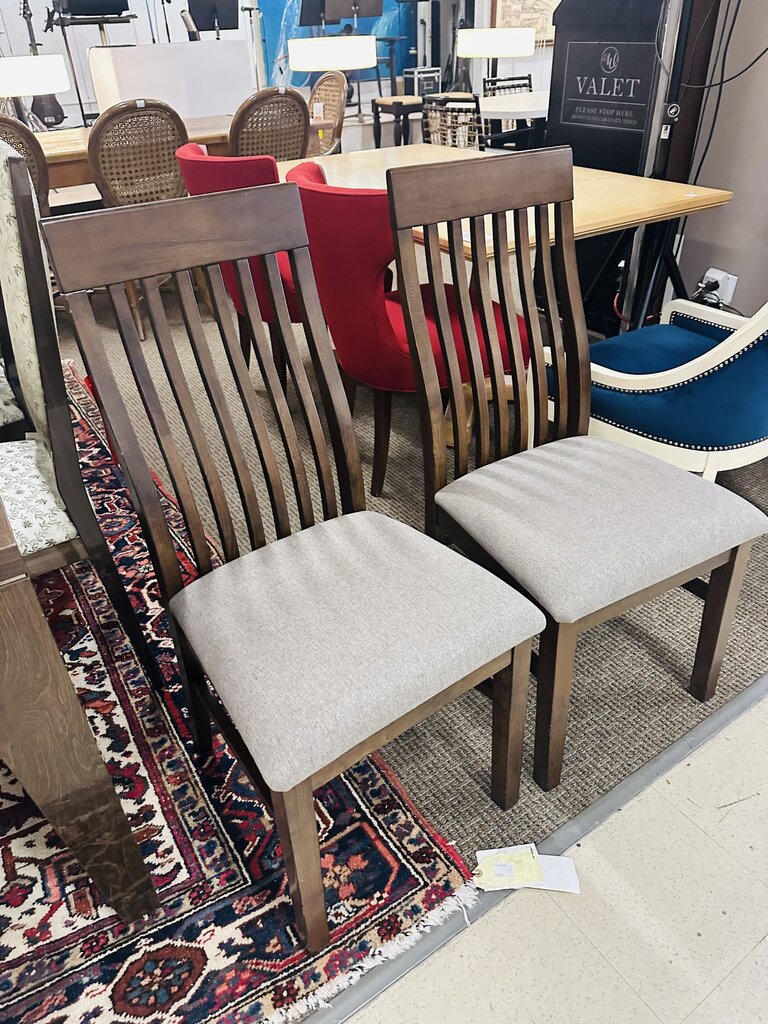 Upholstered Wood Frame Dining Chairs (pair)