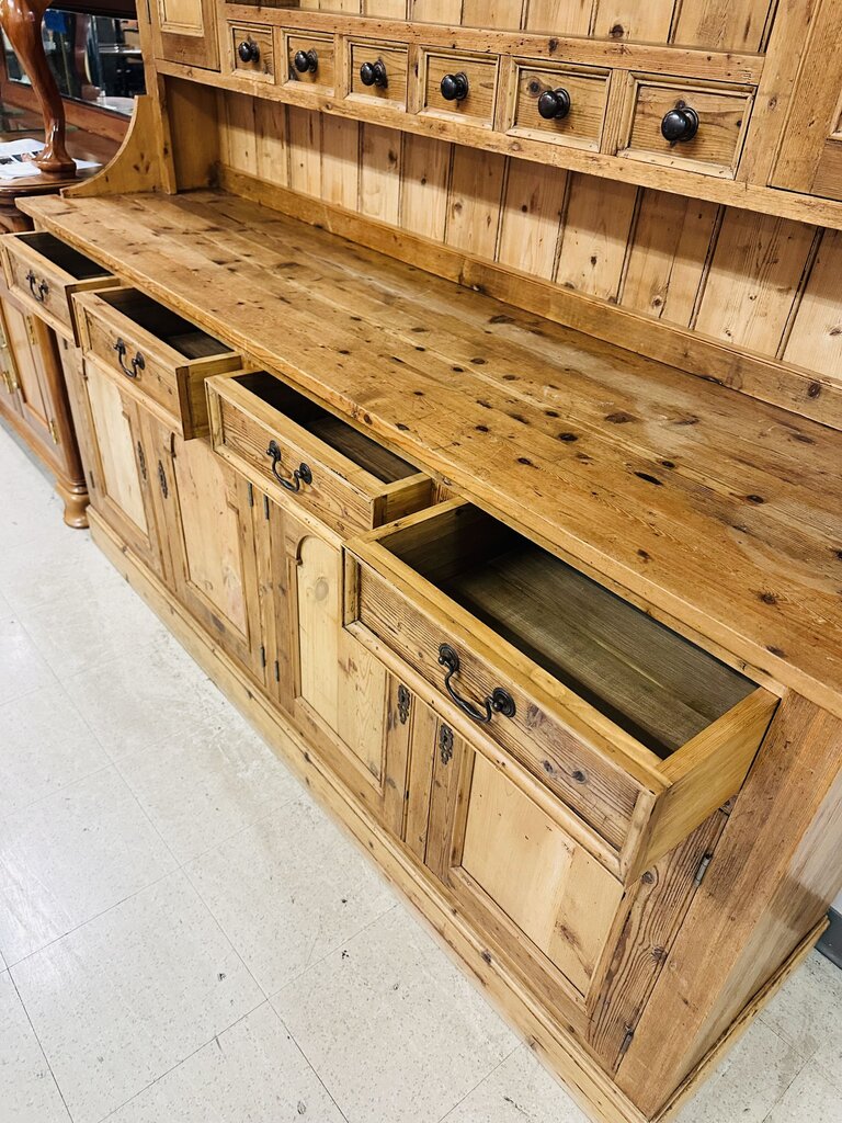 Large Farmhouse Country Pine Kitchen Dresser 77x20x90