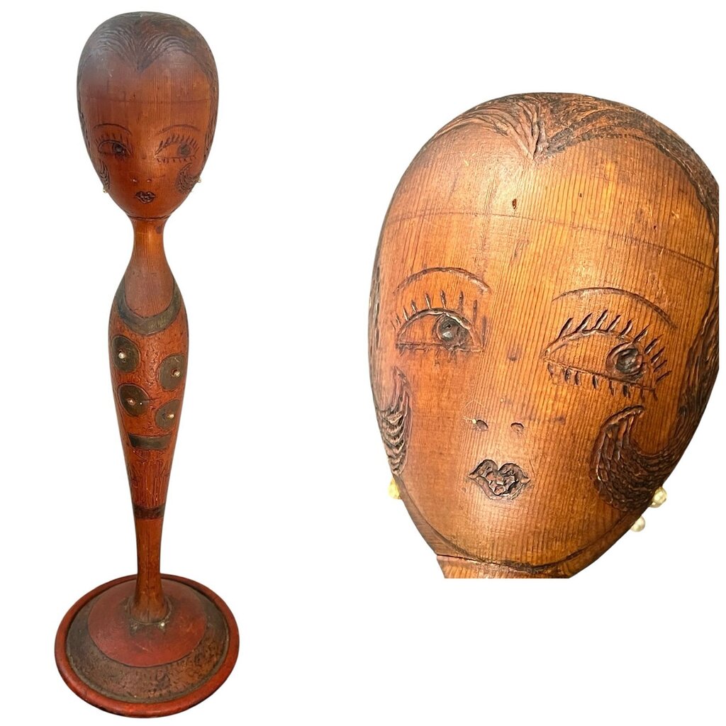 Art Deco Wooden Flapper Hat Stand