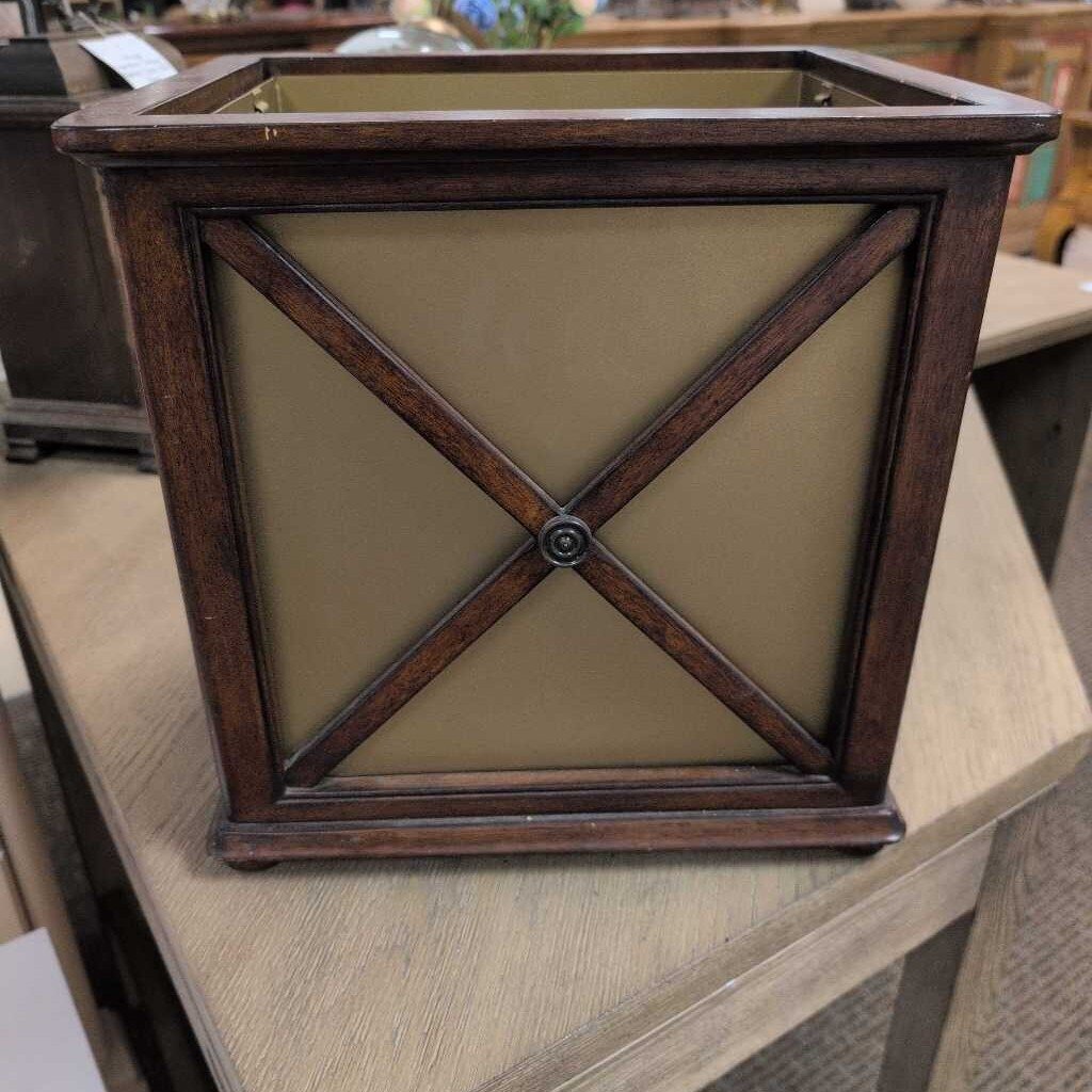 Wood and Metal X Side Planter 14x14x12