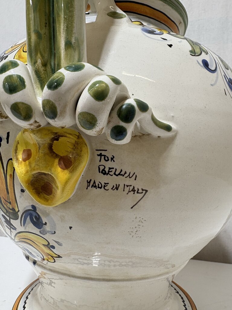Bellini Italy Ceramic Majolica Lidded Jar 15"