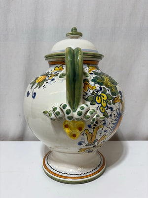 Bellini Italy Ceramic Majolica Lidded Jar 15"