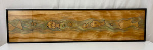 Stained Wood Fish Motif Folk Art Wood Burnt Drawings