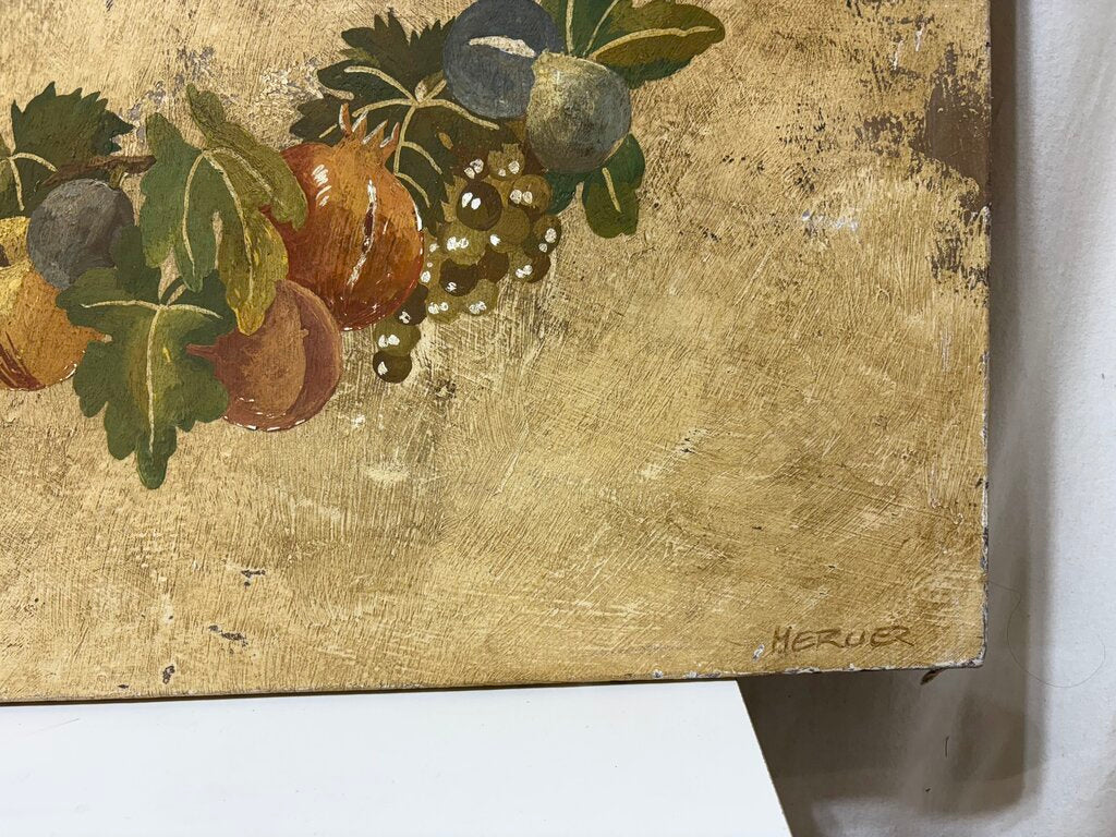 19th C. French Chateaux Style by Mercier Painted Canvas Decorative Panel Section