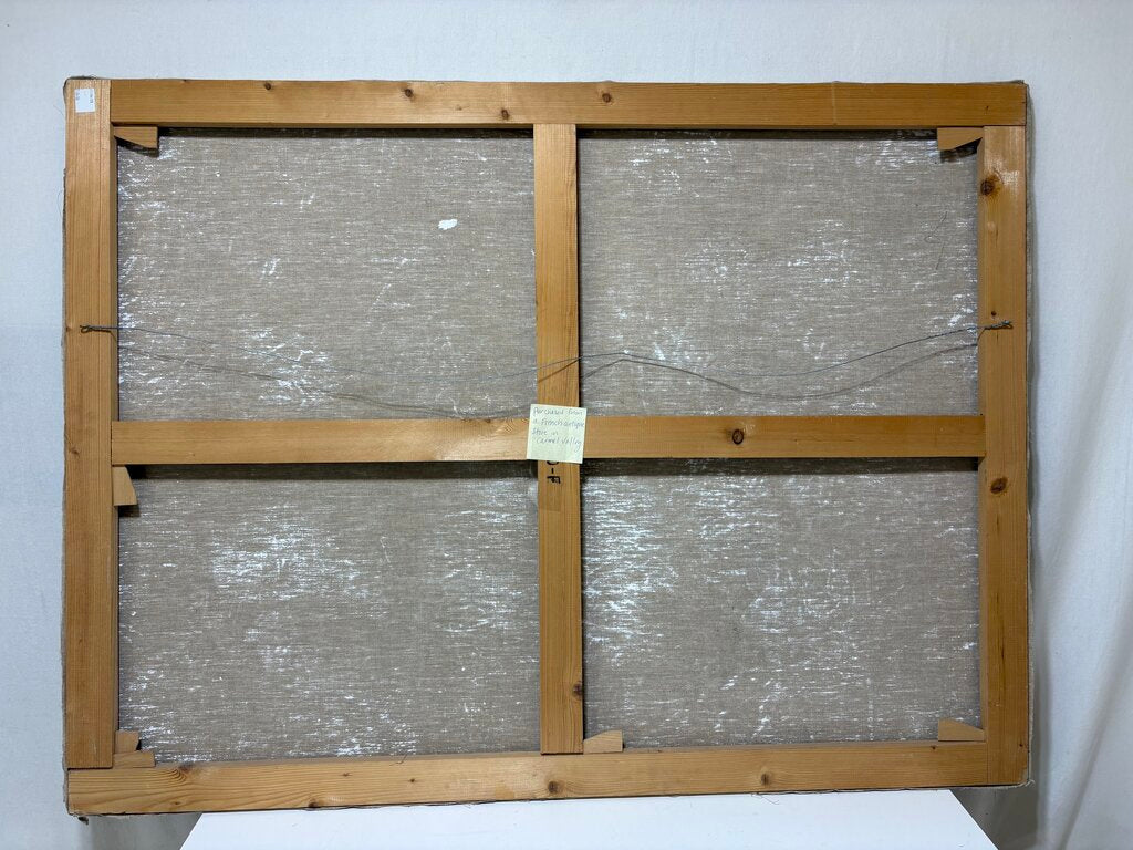 19th C. French Chateaux Style by Mercier Painted Canvas Decorative Panel Section