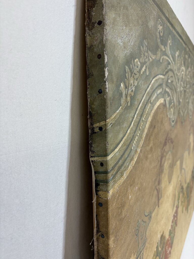 19th C. French Chateaux Style by Mercier Painted Canvas Decorative Panel Section