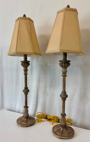 Antiqued Brass Torchiere Style Table Lamp (PAIR)
