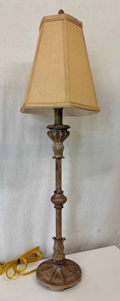 Antiqued Brass Torchiere Style Table Lamp (PAIR)