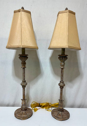 Antiqued Brass Torchiere Style Table Lamp (PAIR)