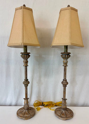 Antiqued Brass Torchiere Style Table Lamp (PAIR)