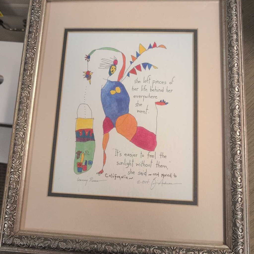Brian Andres StoryPeople "Learning Pieces" Framed Art 13x 16