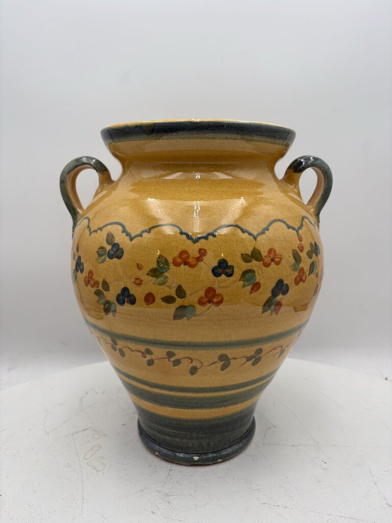Souleo Terre Southern France Yellow Floral Motif 2 Handled Vessel