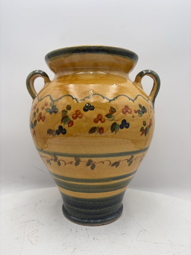 Souleo Terre Southern France Yellow Floral Motif 2 Handled Vessel