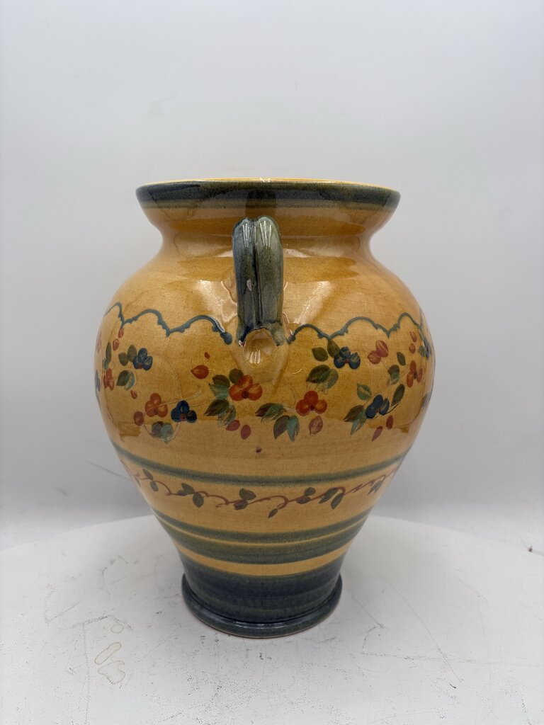 Souleo Terre Southern France Yellow Floral Motif 2 Handled Vessel