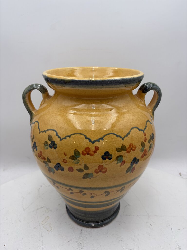 Souleo Terre Southern France Yellow Floral Motif 2 Handled Vessel
