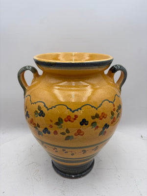 Souleo Terre Southern France Yellow Floral Motif 2 Handled Vessel