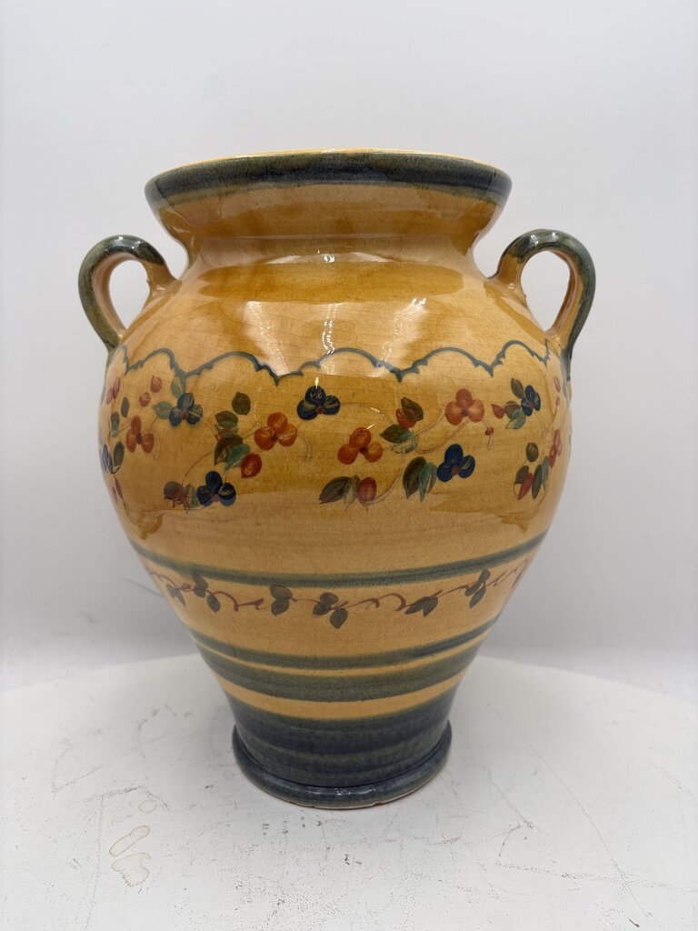 Souleo Terre Southern France Yellow Floral Motif 2 Handled Vessel