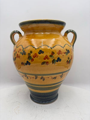 Souleo Terre Southern France Yellow Floral Motif 2 Handled Vessel