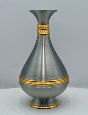 Renaissance Pewter Malaysia Gold Accent Bud Vase 7.6"